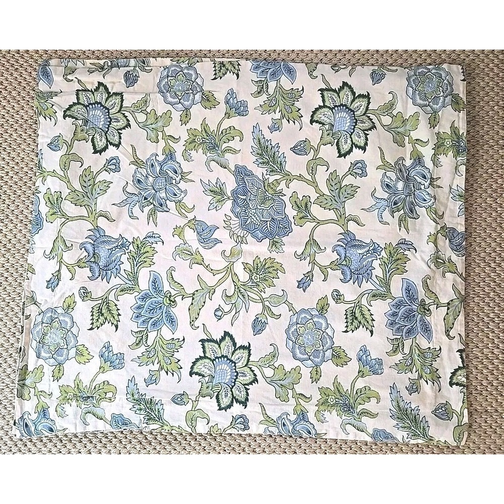 2006 Pottery Barn Cotton/Linen Standard Pillowcases Floral Khaki/Blue/Green EUC
